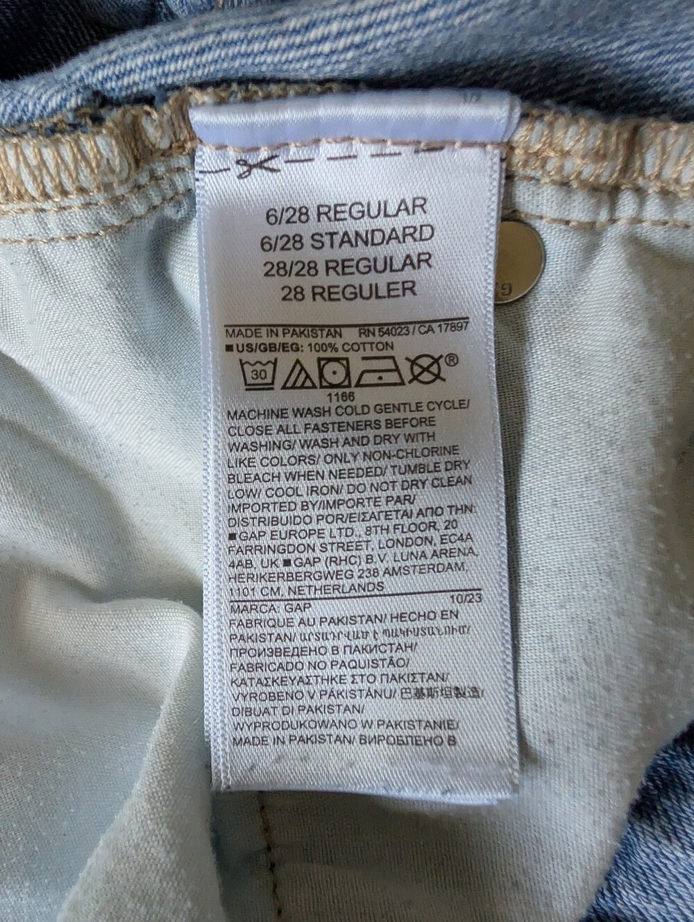 Gap High Rise Wide Leg Cargo Light Wash Jeans 100% Cotton Denim Sz 28/6 Utility image 8